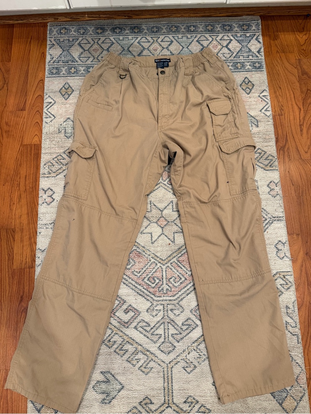 5.11 Tactical Pants Mens 36x34 Beige Cargo Elastic Waist Workwear Hiking Outdoor